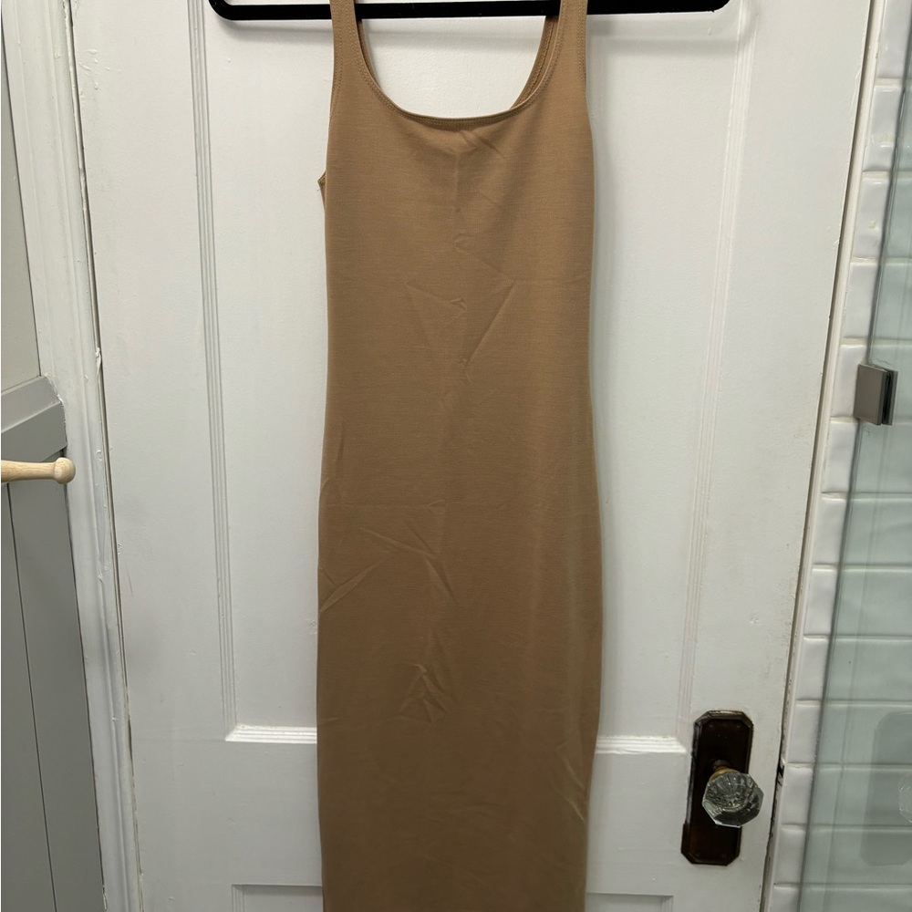 NWT ZARA Camel Jersey Tank MIDI Dress - Picture 5 of 6